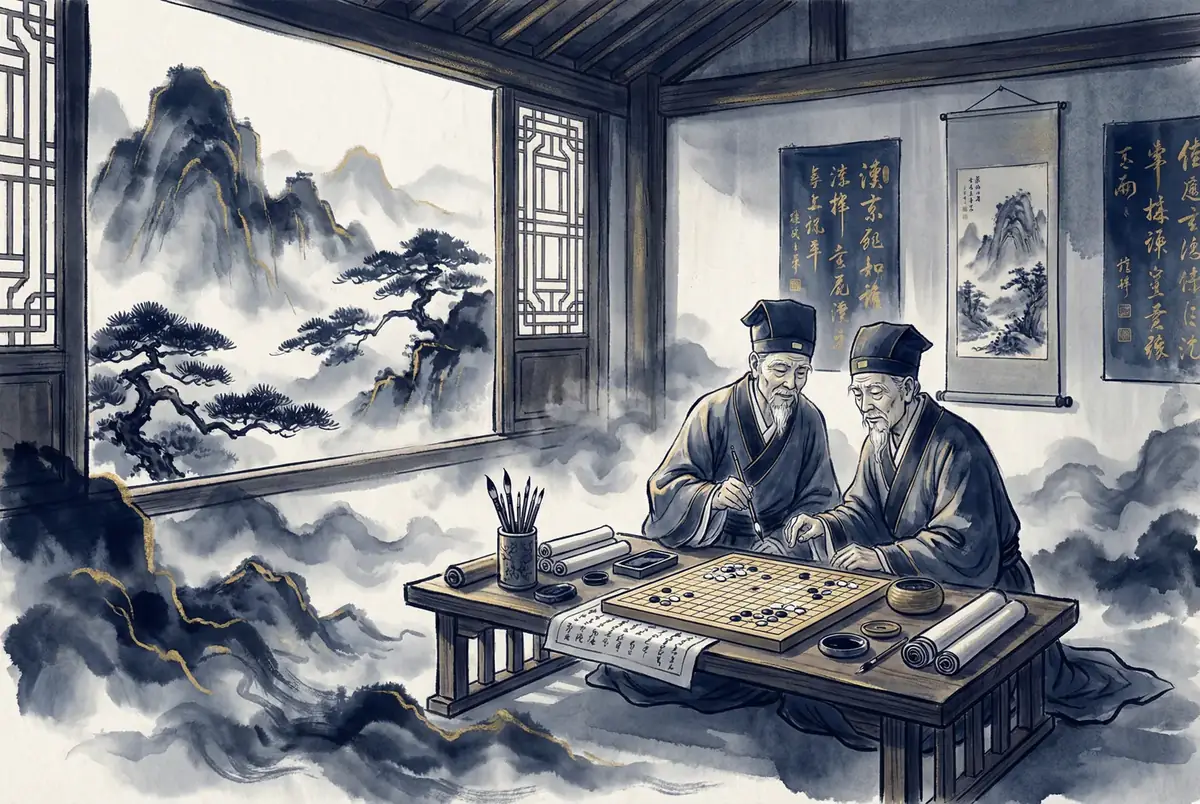 棋艺论道社区水墨风格展示